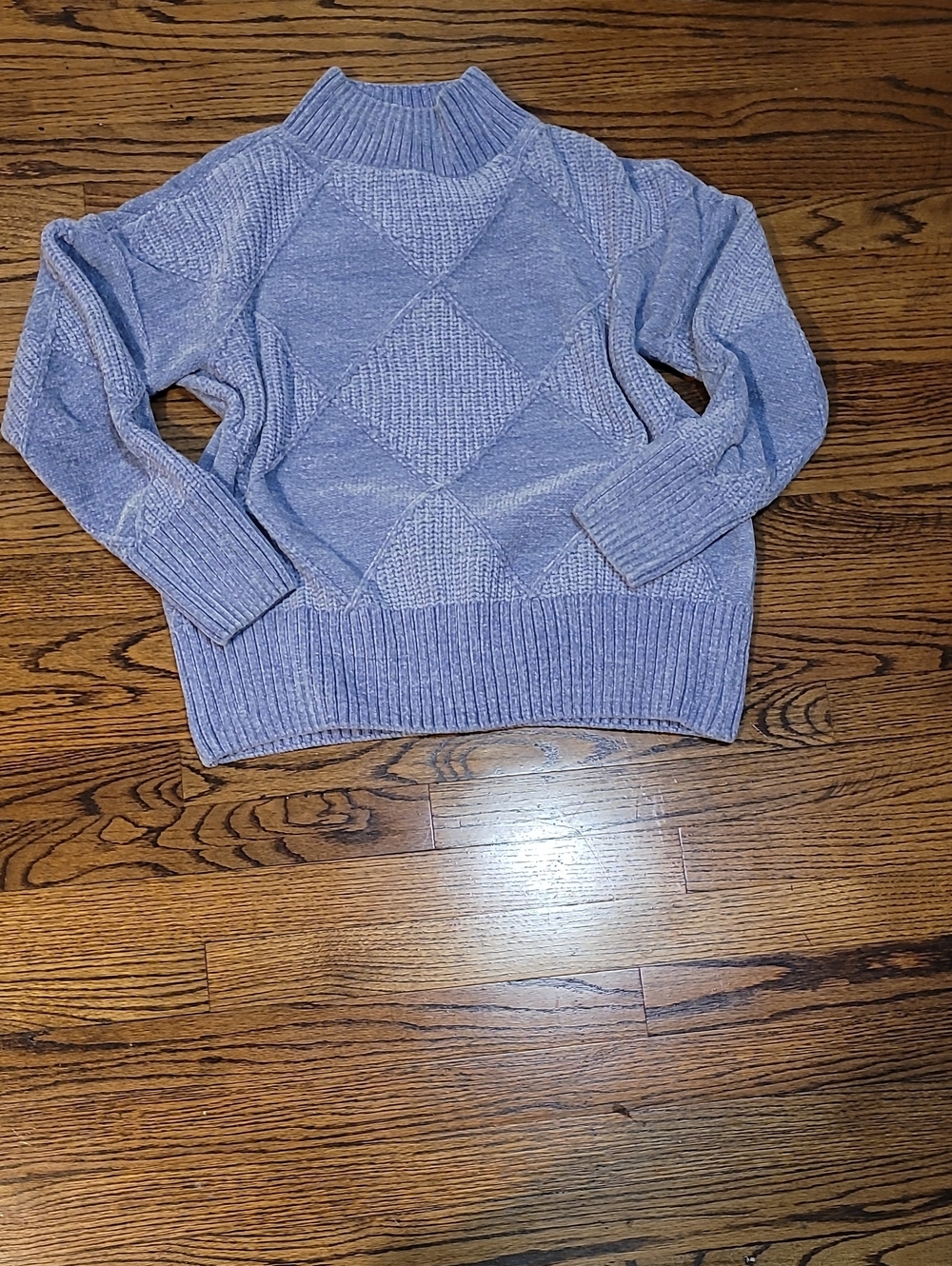 Christian Siriano Lavender Diamond-Pattern Mock Neck Sweater